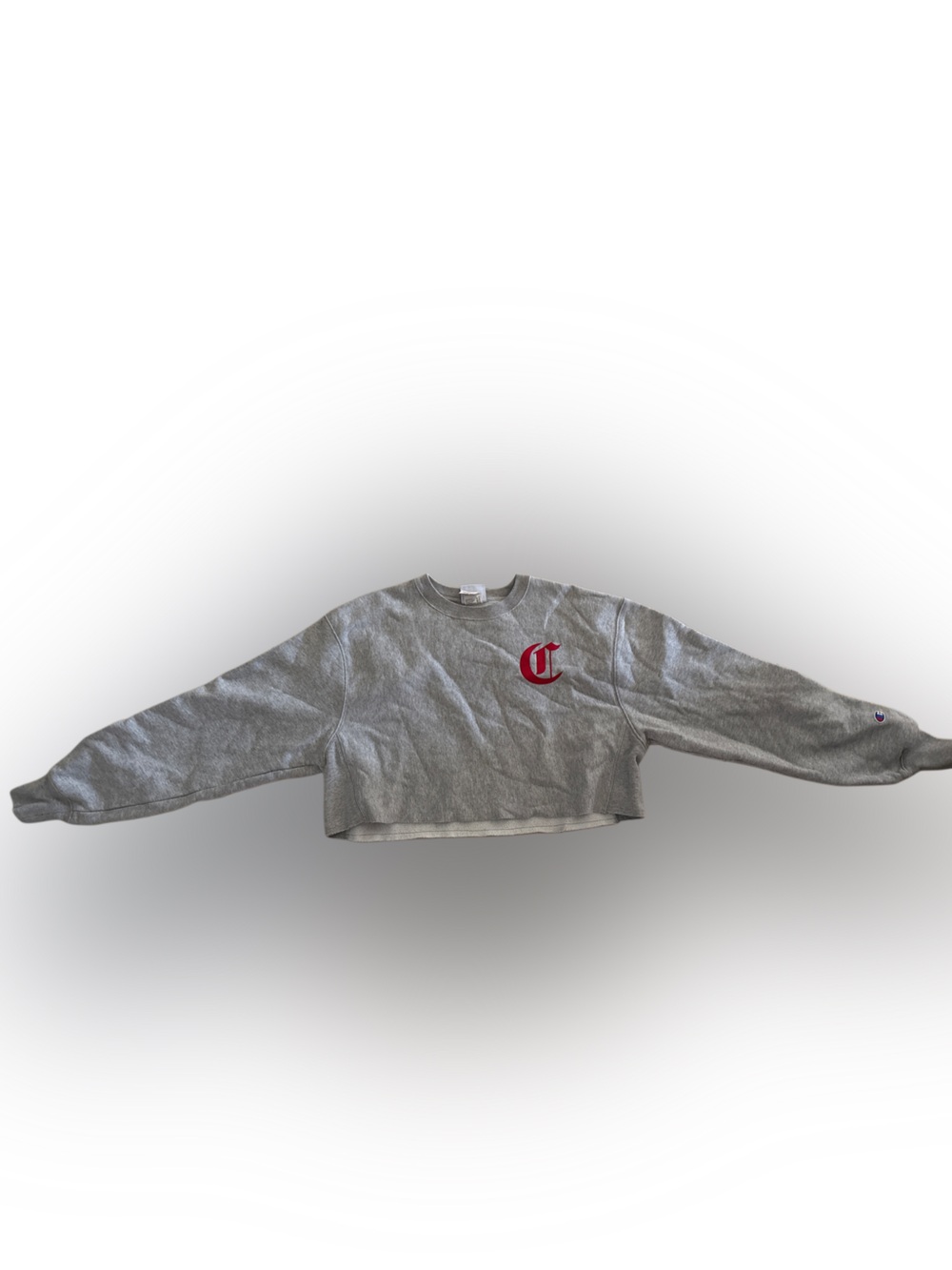 Champion Light Gray Crewneck Sweatshirt with Small Logo Tag
